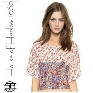 House of Harlow 1960 Floral Crop Top - Cream and Purple